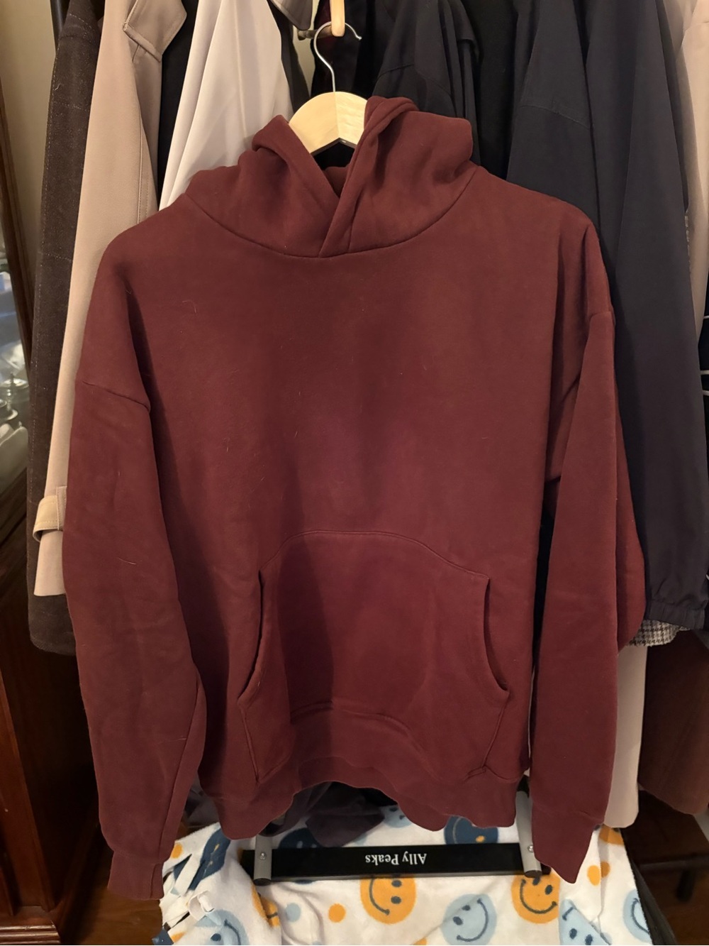 Saint Manshion Men's Maroon Hooded Sweatshirt Hoodie